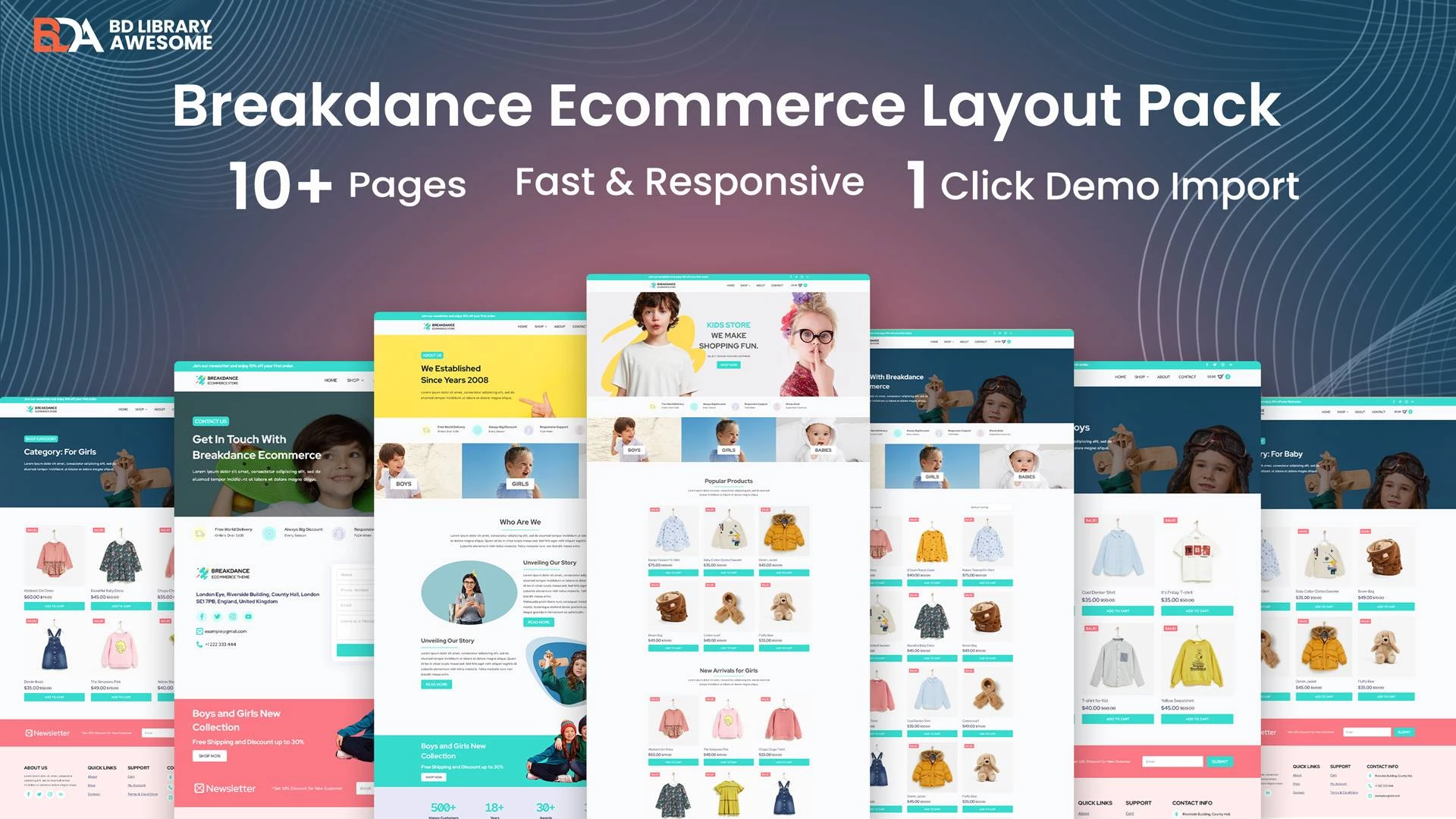 Breakdance Kids Ecommerce Store Layout Pack 